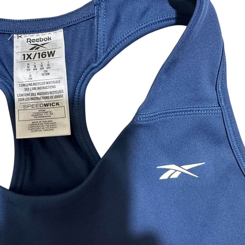 Reebok Womens Plus Size 1X (16W) Blue Medium-Impact Sports Bra - Picture 3 of 5